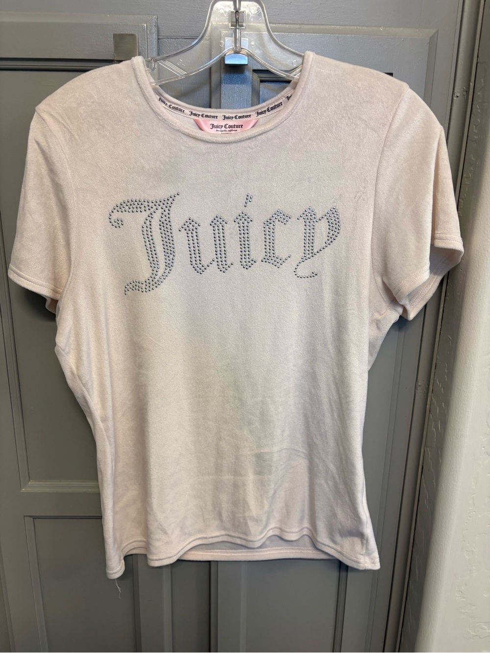 Juicy Couture White Rhinestone 'Juicy' Logo Tee